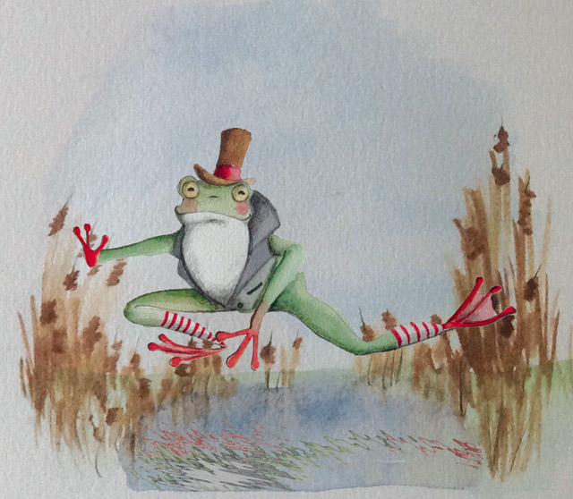 ranocchioche salta sul lago cecilia cavallini illustrazione